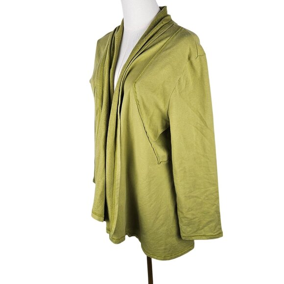 Habitat Cardigan Size Large Knit Moss Green Cotton Lagenlook - Picture 2 of 10